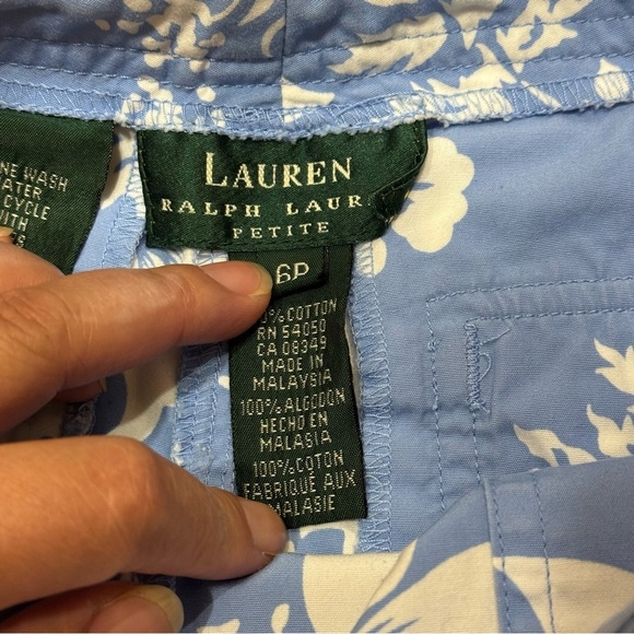 LAUREN RALPH LAUREN vintage y2k Floral Blue and White   cropped Pants 6 petite - Picture 6 of 16